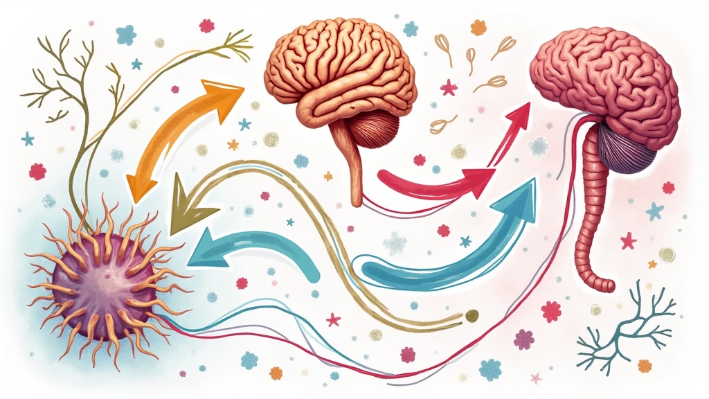Abstract image representing the connection between the gut, brain, and overall body health