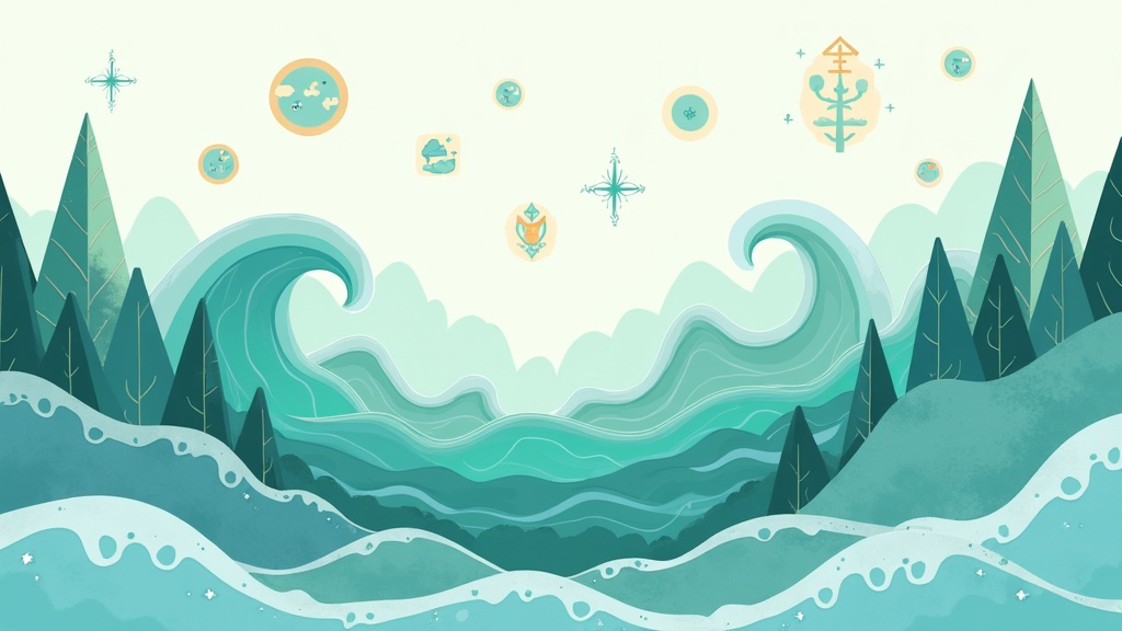 An abstract visual showing climate patterns and symbols for men's health