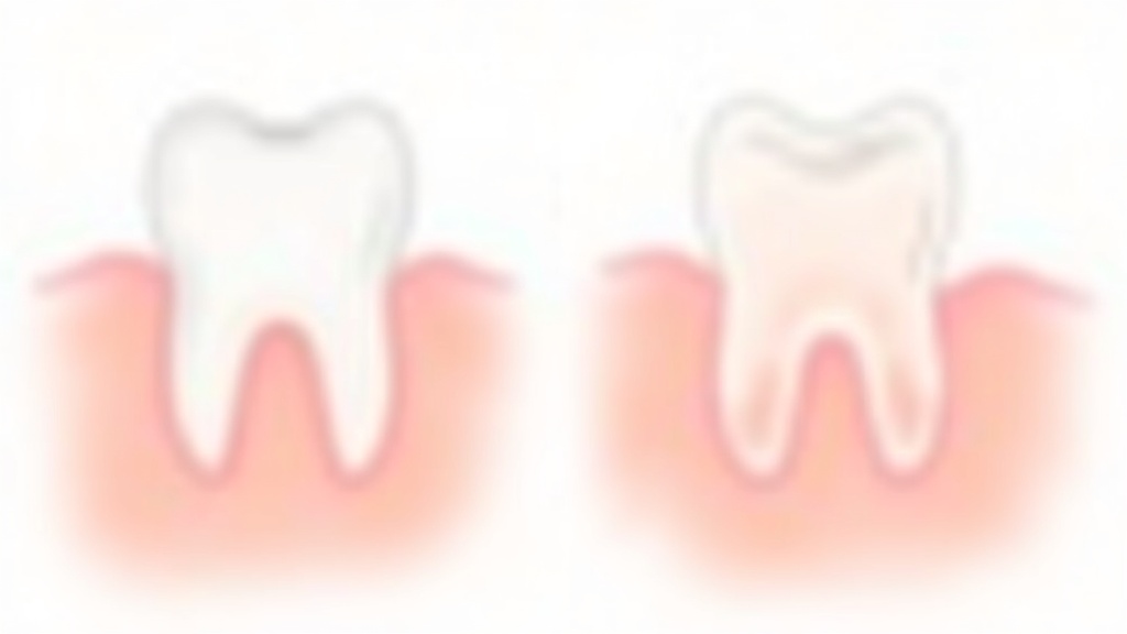 Healthy gums and teeth with a dental tool highlighting early gum disease symptoms.