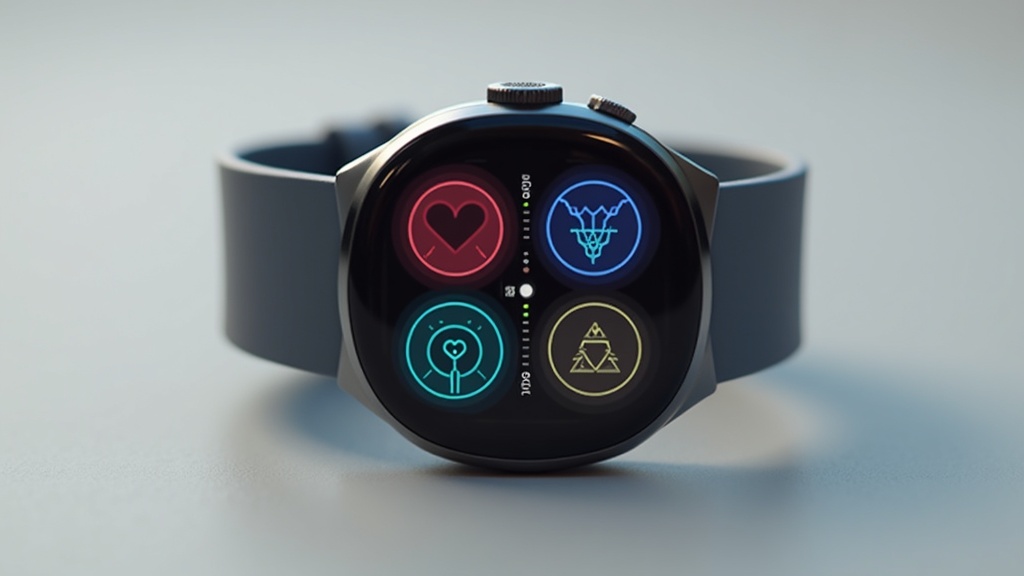 Smartwatch showing health data metrics